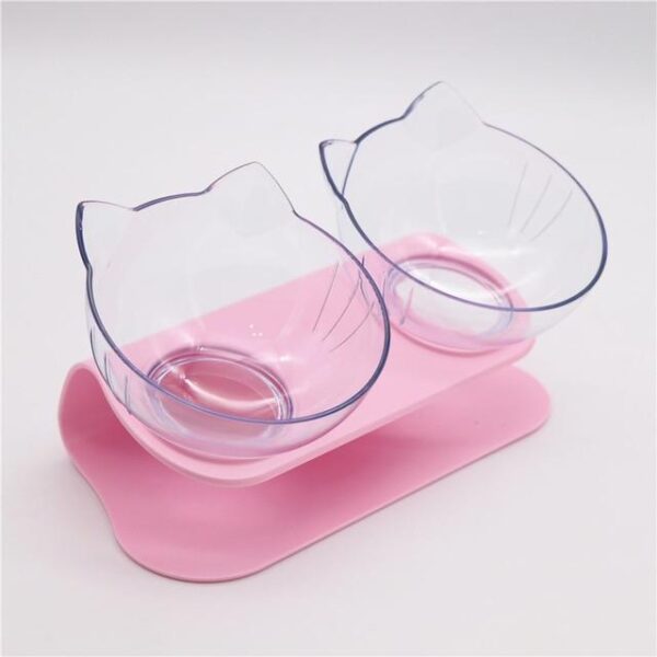 Cat Double Bowl Anti-Vomiting Orthopedic Cat Bowl - full